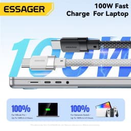 Essager PD 100W Magnetic Suction Anti Winding USB C To C Fast Charger Cable Data Charging Wire for iPhone 15 Laptop Samsung