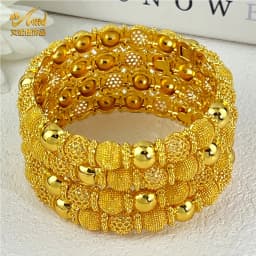 ANIID Luxury Dubai 24k Gold Color Bangles For Women Arabic Bridal Charm Bracelet Nigerian Wedding Gift African Jewelry Party