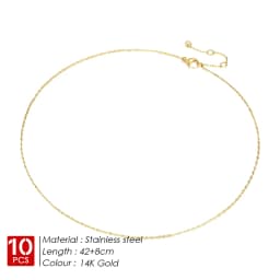 EMANCO 10PCS Fine Chain Necklace Stainless Steel Gold-Plated Women's Collar Gift Fine Jewelry DIY Wholesale