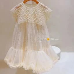 2024 New Girls Princess Dress Casual Spring Summer Children's Clothing Kids Girl Pearl Neck Dresses Fashion Yarn Dress