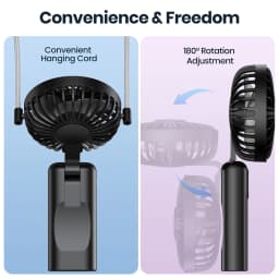 TOPK 5000mah Mini Portable Fan, USB Desk Electric Fan, Small Personal hand Fan with USB Rechargeable Cooling Neck Fans for Room