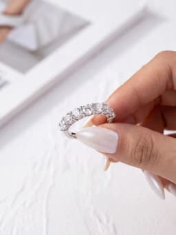 DWJ Real Moissanite Ring 925 Sterling Silver Diamond Eternity Band Engagement Wedding Rings for Women Luxury Quality Jewelry