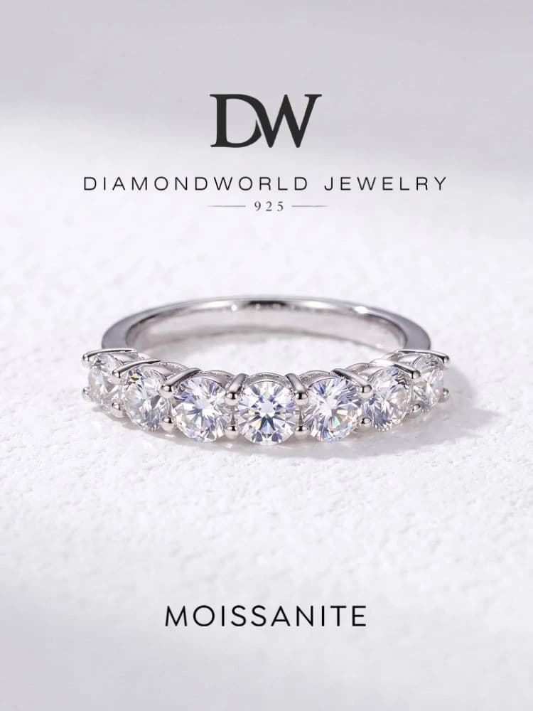 DWJ Real Moissanite Ring 925 Sterling Silver Diamond Eternity Band Engagement Wedding Rings for Women Luxury Quality Jewelry
