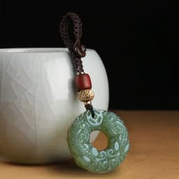 Natural Carving Jade Safety Buckle Bite Money Pixiu Keychain Wealth Transfer Handcrafted Retro Carved Bodhi Sandalwood Pendant