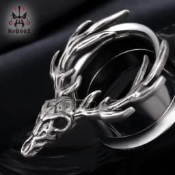 KUBOOZ 2PCS Stainless Steel Antler Ear Tunnels Plugs Screw Extenders Stretchers Body Piercing Jewelry Earrings