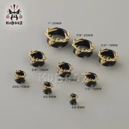 KUBOOZ 2PCS Stainless Steel Antler Ear Tunnels Plugs Screw Extenders Stretchers Body Piercing Jewelry Earrings