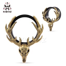 KUBOOZ 2PCS Stainless Steel Antler Ear Tunnels Plugs Screw Extenders Stretchers Body Piercing Jewelry Earrings