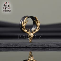 KUBOOZ 2PCS Stainless Steel Antler Ear Tunnels Plugs Screw Extenders Stretchers Body Piercing Jewelry Earrings