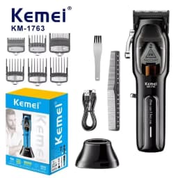 Kemei Barber High Speed Motor 9000 RPM Electric Hair Clipper Rechargeable Professional Hair Trimmer With Charging Base KM-1763