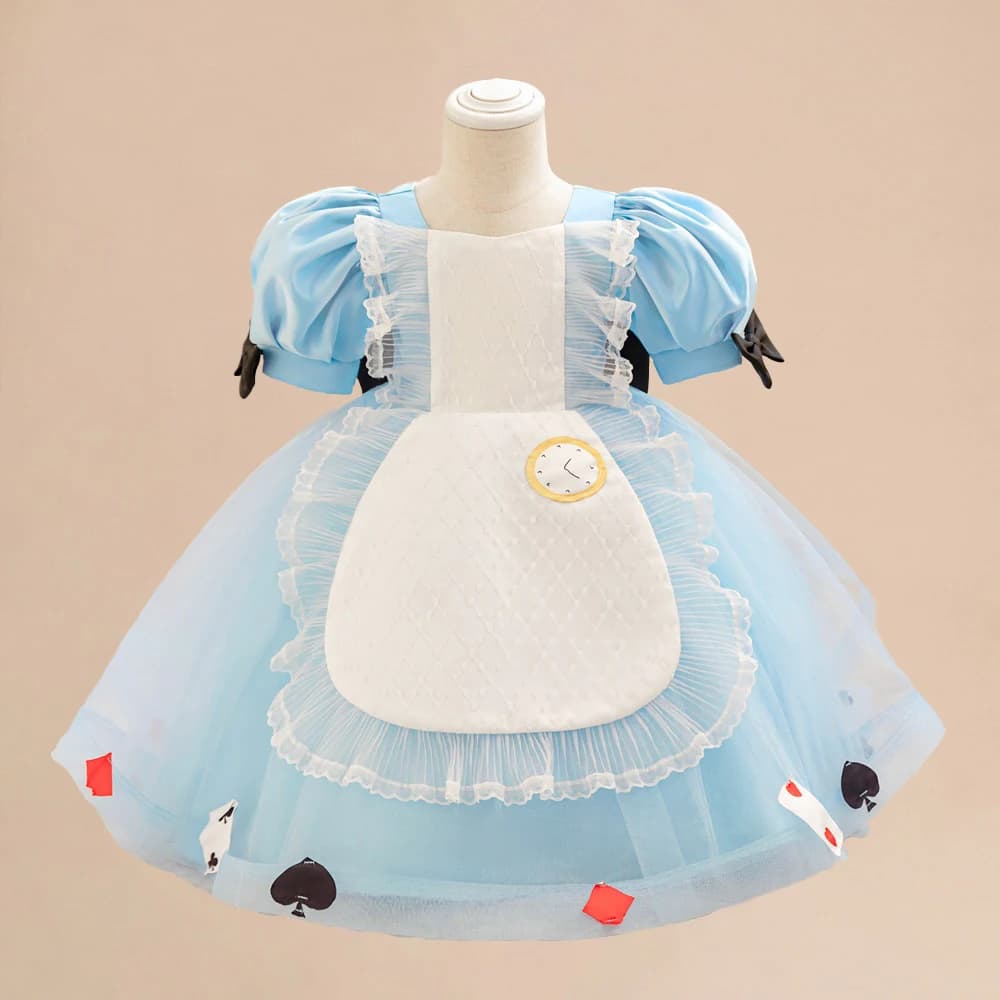 Girl Alice Princess Dresses Baby Girls Lolita Maid Cosplay Dress Vintage Toddler Birthday Tutu Gown Kids Flash Clothes New Wear