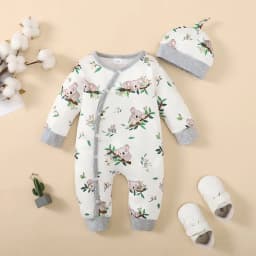 Winter Newborn Infant Baby Boys Romper Bear Print Long Sleeve Button Up Front Rompers Kids Onepiece Soft Fashion Baby Clothing