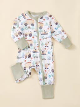 Winter Newborn Infant Baby Boys Romper Bear Print Long Sleeve Button Up Front Rompers Kids Onepiece Soft Fashion Baby Clothing