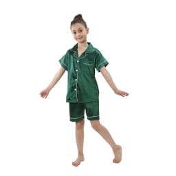 Boys Girls Satin Silk Pajamas Sets for Kids Toddler 2 to 3 4 5 6 7 8 9 10 11 12 13 14 Years Long/Short Sleeved Pink Red Pijamas