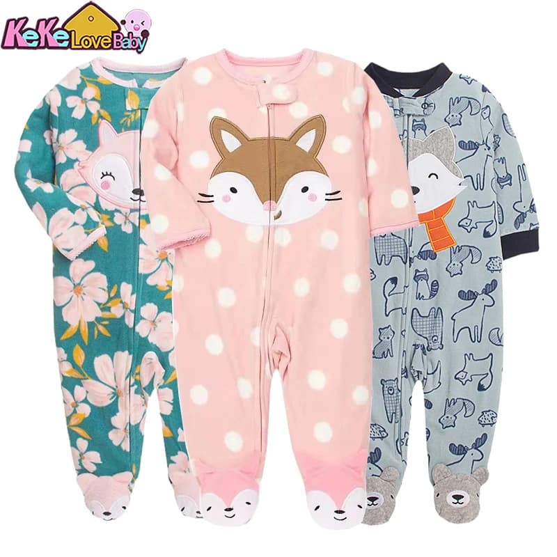 Newborn Baby Boy Girl Rompers Clothes Winter Pajamas Zipper Fleece Fall Infants Outfit Animal Jumpsuit Clothing 0 -12 Months New