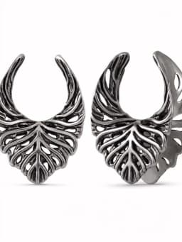 KUYOUTH Leaf Veins Ear Tunnels Gauges Hollow Expanders Saddle Stretchers Piercing Jewelry Earring Copper 2PCS