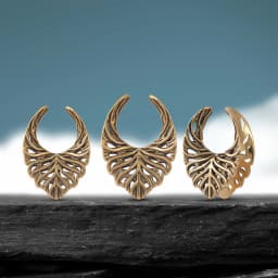 KUYOUTH Leaf Veins Ear Tunnels Gauges Hollow Expanders Saddle Stretchers Piercing Jewelry Earring Copper 2PCS