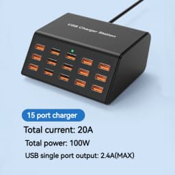 100W Universal Multifunctiona USB Charger 15 Port 2.4A MAX Fast Charging Station For Ipad Iphone 15 14 13 12 Samsung S23U Tablet