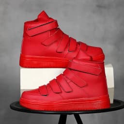 Spring Autumn Men High Top Shoes Fashion Red Men Sneakers Leather Casual Breathable Skateboard Sneakers Men Flat Vulcanized Shoe