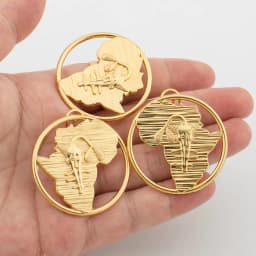 2pcs Jewelry Sets for Women Senegal Map Earrings Adjustable Round Ring Gold Plated Africa Map Romantic Banquet Jewellry Gifts