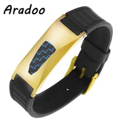 ARADOO Silicone Carbon Fiber Power Wristband Balance Bracelets for Men Women 7-in-1 Magnetic Sports Bracelet