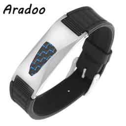 ARADOO Silicone Carbon Fiber Power Wristband Balance Bracelets for Men Women 7-in-1 Magnetic Sports Bracelet