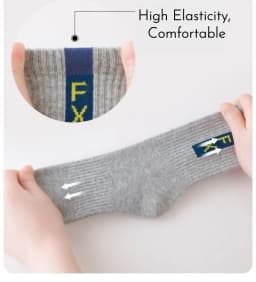 5 Pairs Children's Socks Spring Mid-calf Cotton Socks Kids Boys Sporty Socks Crew Sock