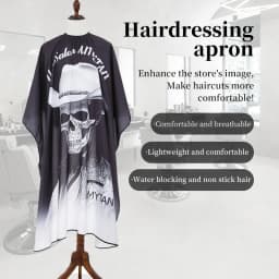 1pcs Hair Apron Skull Head Printed Barbershop Haircut Cape Antistatic Waterproof Hairdressing Cloth Gown Barber Accessories