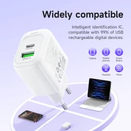 HOCO Dual Port PD30W Quick Charging Phone Charger EU Plug For iPhone 17 16 15 QC3.0 PD Wall Travel Adapter For Samsung S21 S22