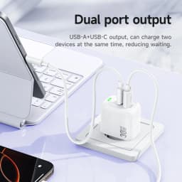 HOCO Dual Port PD30W Quick Charging Phone Charger EU Plug For iPhone 17 16 15 QC3.0 PD Wall Travel Adapter For Samsung S21 S22