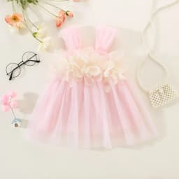 Sweet Baby Girl Wedding Party Evening Dresses Summer Clothes Petal Mesh Birthday Princess Kids Costumes 0 To 3 Years Old Toddler