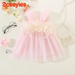 Sweet Baby Girl Wedding Party Evening Dresses Summer Clothes Petal Mesh Birthday Princess Kids Costumes 0 To 3 Years Old Toddler