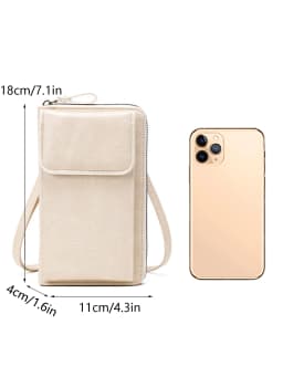 MIYIN Multi Functional Retro Style PU Leather Crossbody Bag Fashionable Solid Color Mobile Phone Bag Womens Casual Shoulder Bag