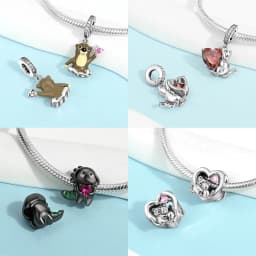 New 925 Sterling Silver Cute Animal Pet Cat Dog Rabbit Original Beads Charms for Pan DIY Bracelet Women Fine Jewellery Gift