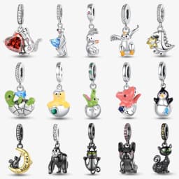 New 925 Sterling Silver Cute Animal Pet Cat Dog Rabbit Original Beads Charms for Pan DIY Bracelet Women Fine Jewellery Gift