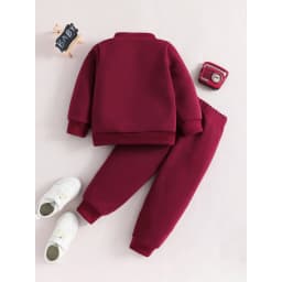 Boys round neck long sleeved hoodie set with cartoon glasses, little bear English letter printed versatile pants two-piece 2379A