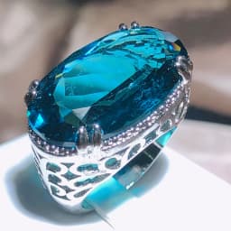 New Exaggerated Large Zircon Ring Women 925 Stamp Party Birthday Gift Oversized Blue Main Stone Ring