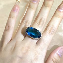 New Exaggerated Large Zircon Ring Women 925 Stamp Party Birthday Gift Oversized Blue Main Stone Ring