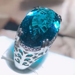 New Exaggerated Large Zircon Ring Women 925 Stamp Party Birthday Gift Oversized Blue Main Stone Ring