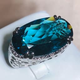 New Exaggerated Large Zircon Ring Women 925 Stamp Party Birthday Gift Oversized Blue Main Stone Ring