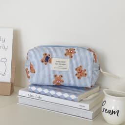 Women's Cosmetic Bag Striped Bear Makeup Bag Cartoon Go Out Large Capacity Toiletry Storage Bag Bolsa De Maquillaje Viaje Sweet