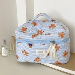 Women's Cosmetic Bag Striped Bear Makeup Bag Cartoon Go Out Large Capacity Toiletry Storage Bag Bolsa De Maquillaje Viaje Sweet