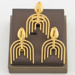 New Design Gold Color Earrings with Ring Jewelry Set for Party African Clip Earrings and Cocktail Ring 2Pcs Set for Weddings