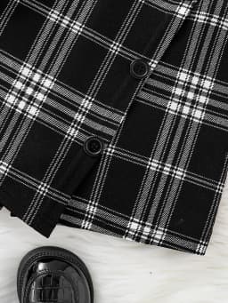Girls spring new children's fashion casual clothing knitted crew-neck long-sleeved top + asymmetrical plaid skirt 2-piece set