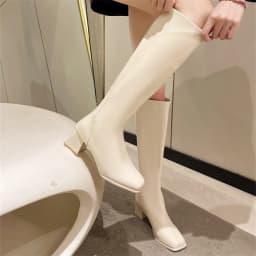 New Autumn and Winter Thigh-high Model Boots Thick Heel All Matching Slim Knight Boots Square Head Mid-heel Elastic Slim Boots