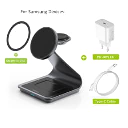 Bonola Magnetic 3 in 1 Wireless Charger Station for Samsung S24 Ultra/S25/26 Fast Charging Stand for Galaxy Watch 9/8/7/6/Buds