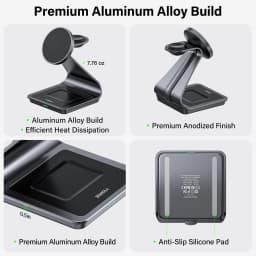 Bonola Magnetic 3 in 1 Wireless Charger Station for Samsung S24 Ultra/S25/26 Fast Charging Stand for Galaxy Watch 9/8/7/6/Buds