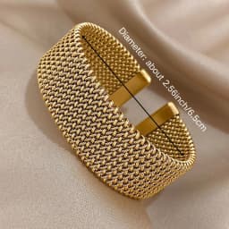 Vintage Stainless Steel Braided Mesh Open Bracelet Classic Cuff Waterproof Jewelry for Women Men Daily Party Wear Jewelry Gifts