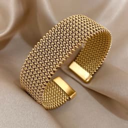 Vintage Stainless Steel Braided Mesh Open Bracelet Classic Cuff Waterproof Jewelry for Women Men Daily Party Wear Jewelry Gifts