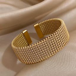 Vintage Stainless Steel Braided Mesh Open Bracelet Classic Cuff Waterproof Jewelry for Women Men Daily Party Wear Jewelry Gifts