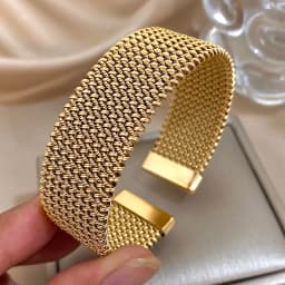 Vintage Stainless Steel Braided Mesh Open Bracelet Classic Cuff Waterproof Jewelry for Women Men Daily Party Wear Jewelry Gifts